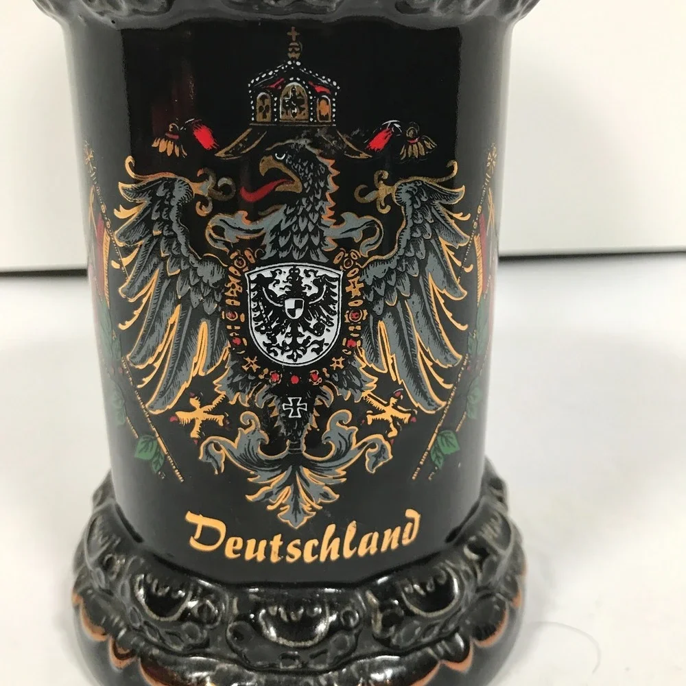 King 10 Deutschland Coat Of Arms Beer Stein 447 1/2 Made In Germany 93% Hanssen